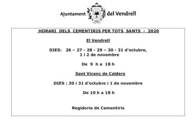 Horari i recomanacions per poder garantir la celebració de Tots Sants de forma segura